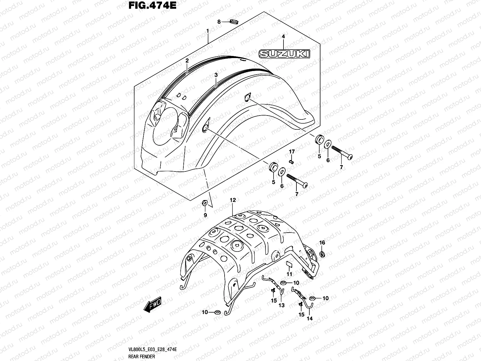 474E - REAR FENDER (VL800TL5 E33)