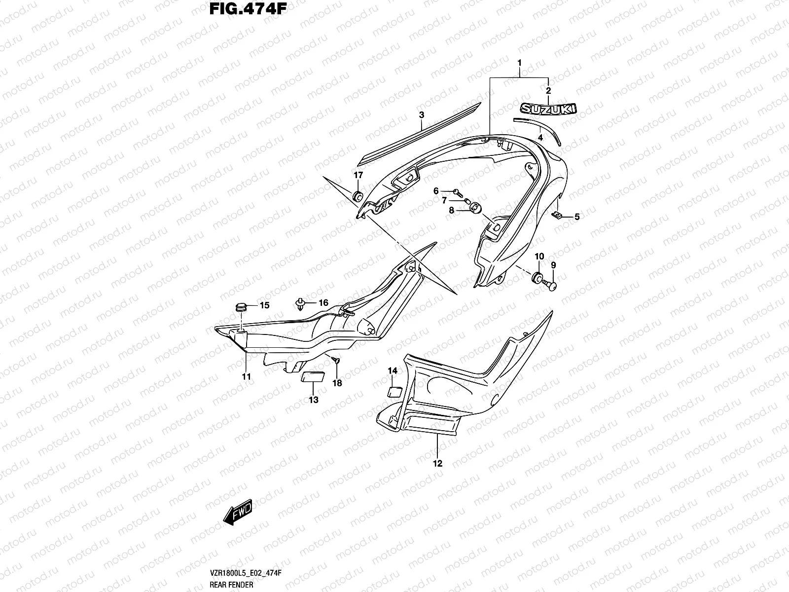474F - REAR FENDER (VZR1800BZUFL5 E19)