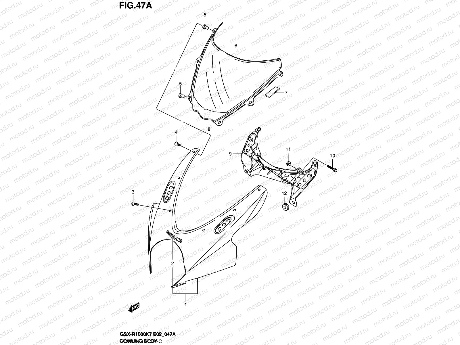47A - COWLING BODY (GSX-R1000K8 E02,E19,U2E19,E24,E51,P37)