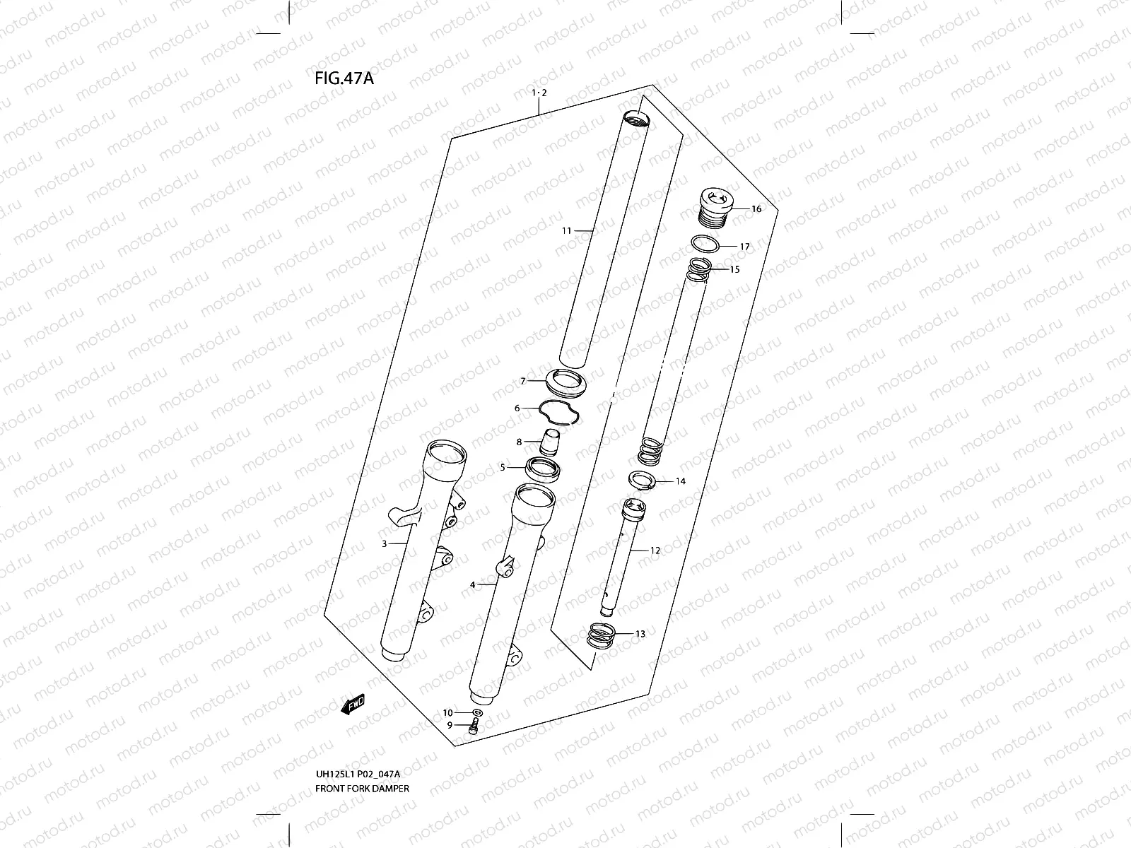 47A - FRONT FORK DAMPER (MODEL EXECUTIVE P19 AND RACING P19)