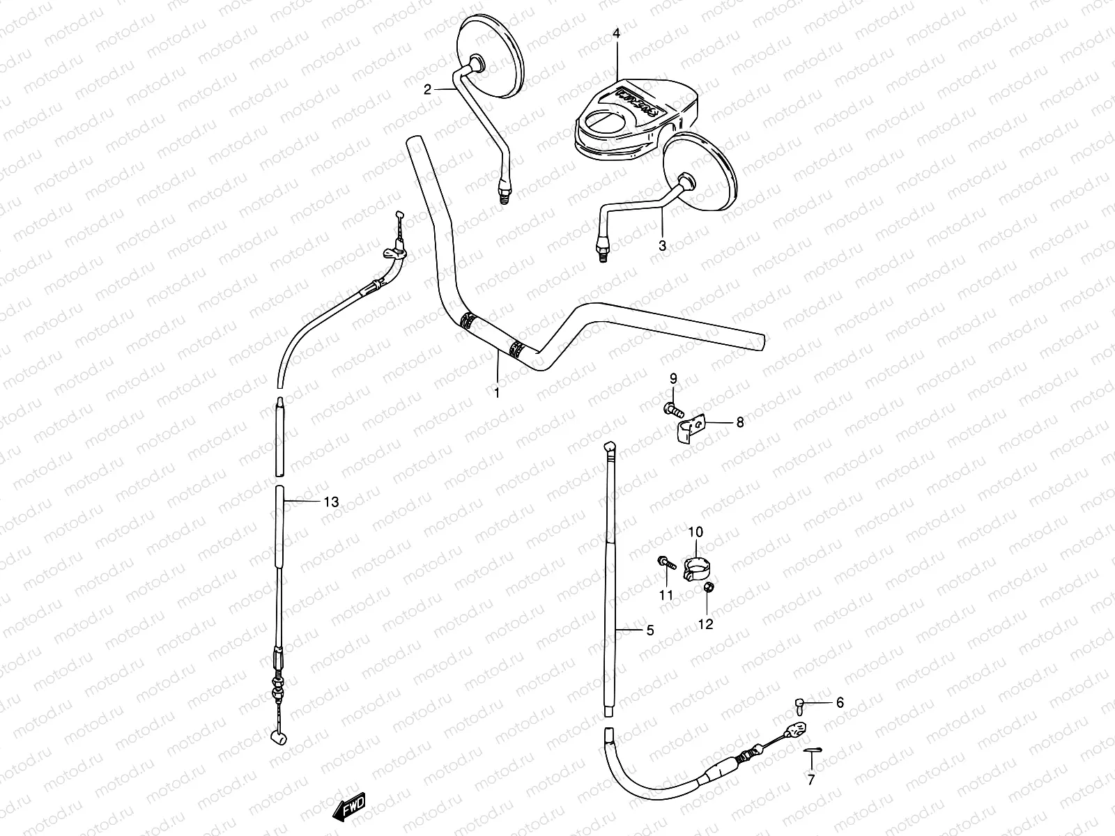 47A - HANDLEBAR - FRONT CABLE (MODEL N,GN125ER)