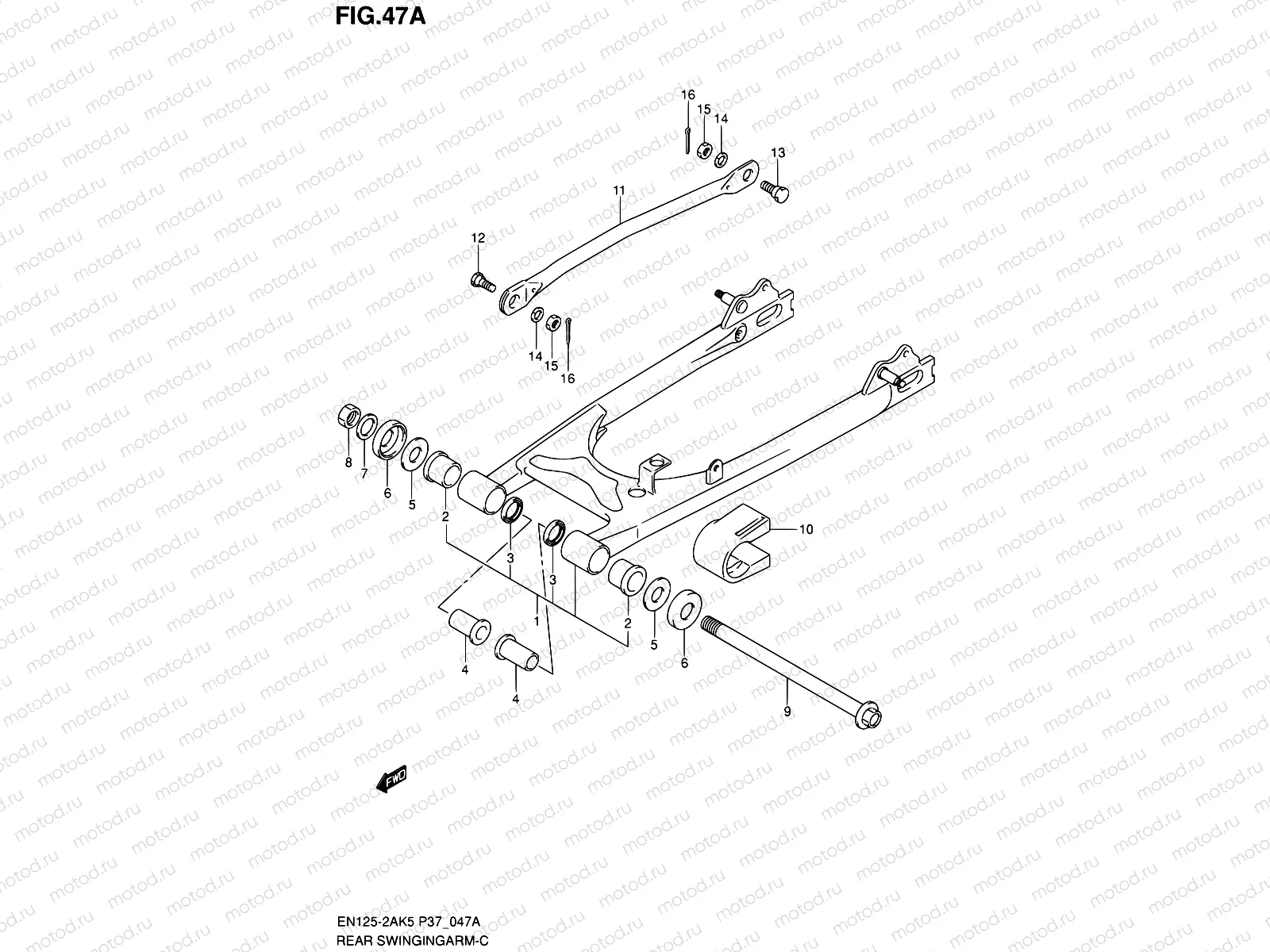 47A - REAR SWINGING ARM (MODEL K7/K8)