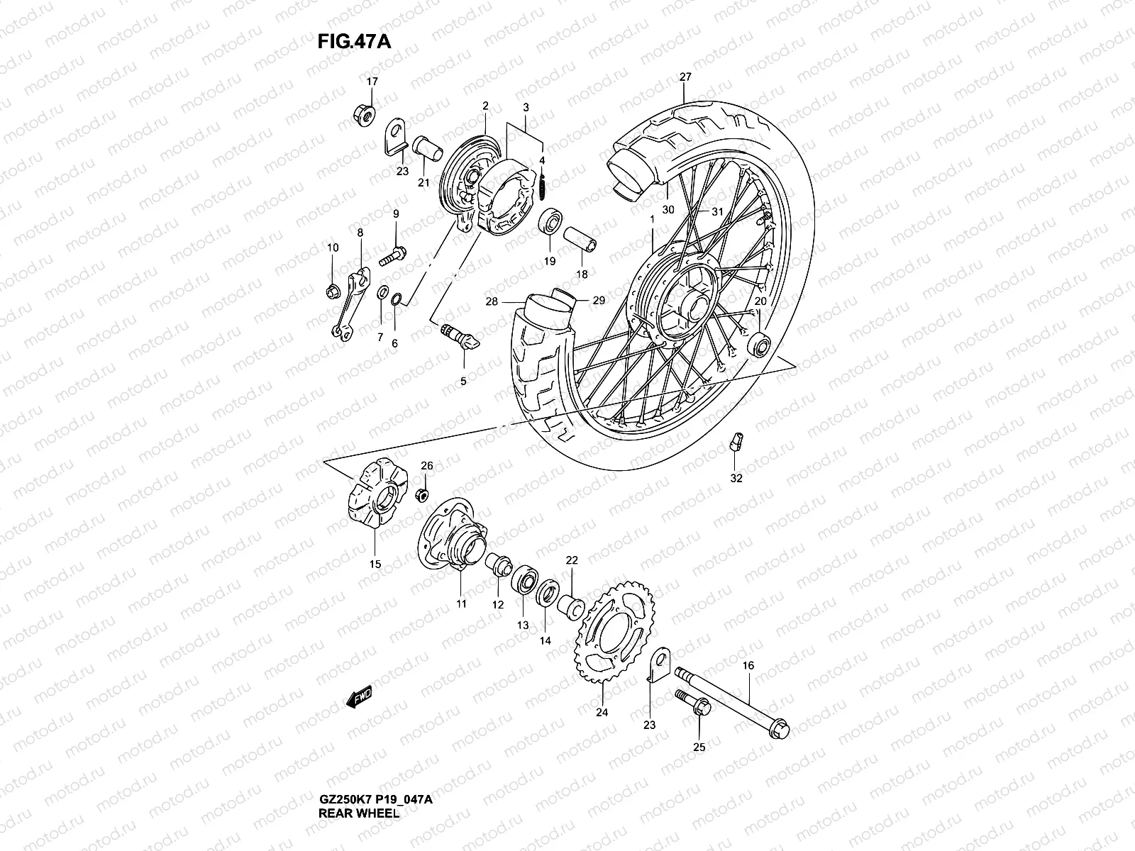 47A - REAR WHEEL (MODEL K5/K6/K7)