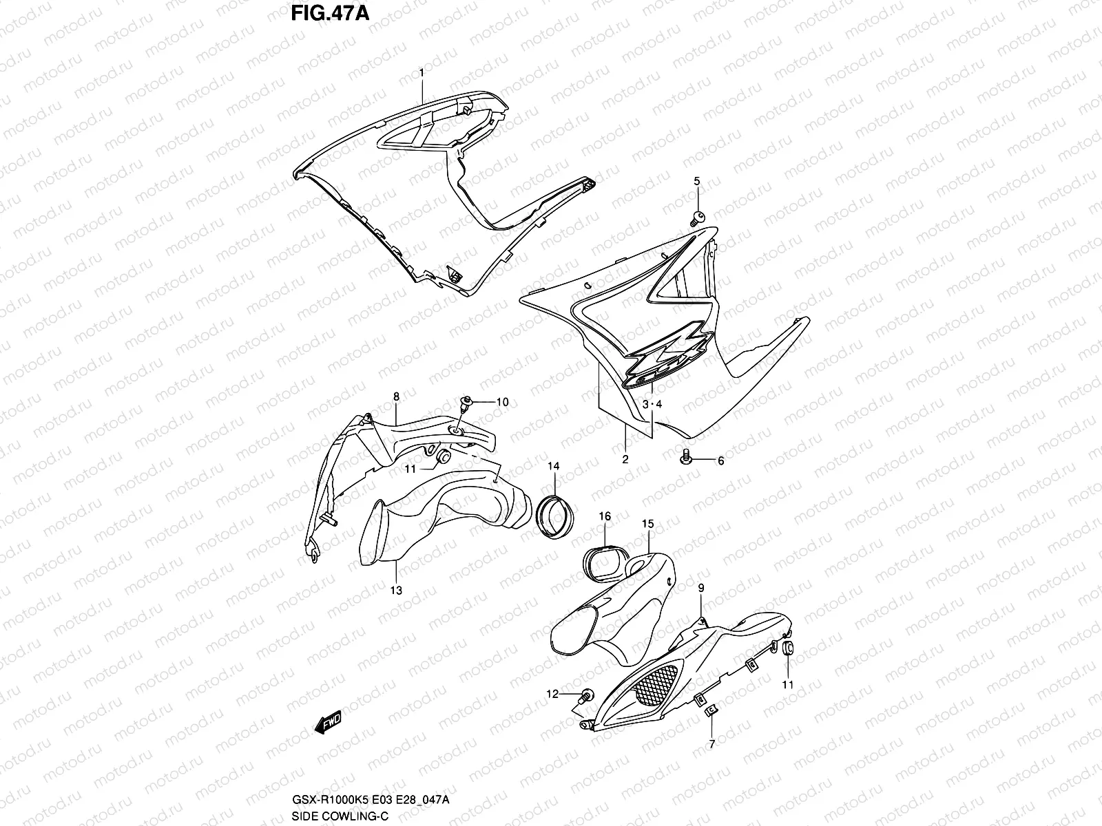 47A - SIDE COWLING (GSX-R1000K6)