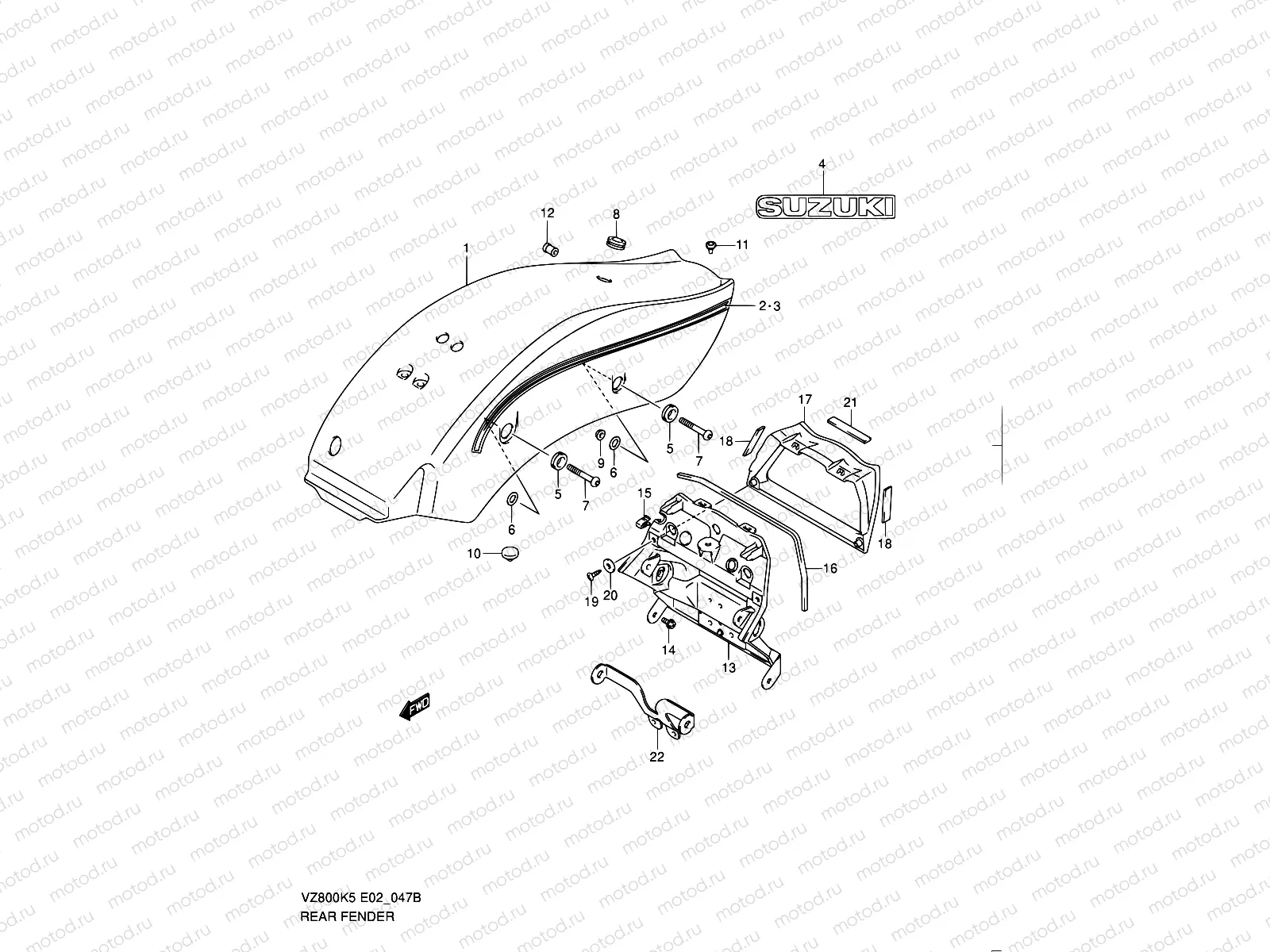 47B - REAR FENDER (VZ800ZK8/ZK9)