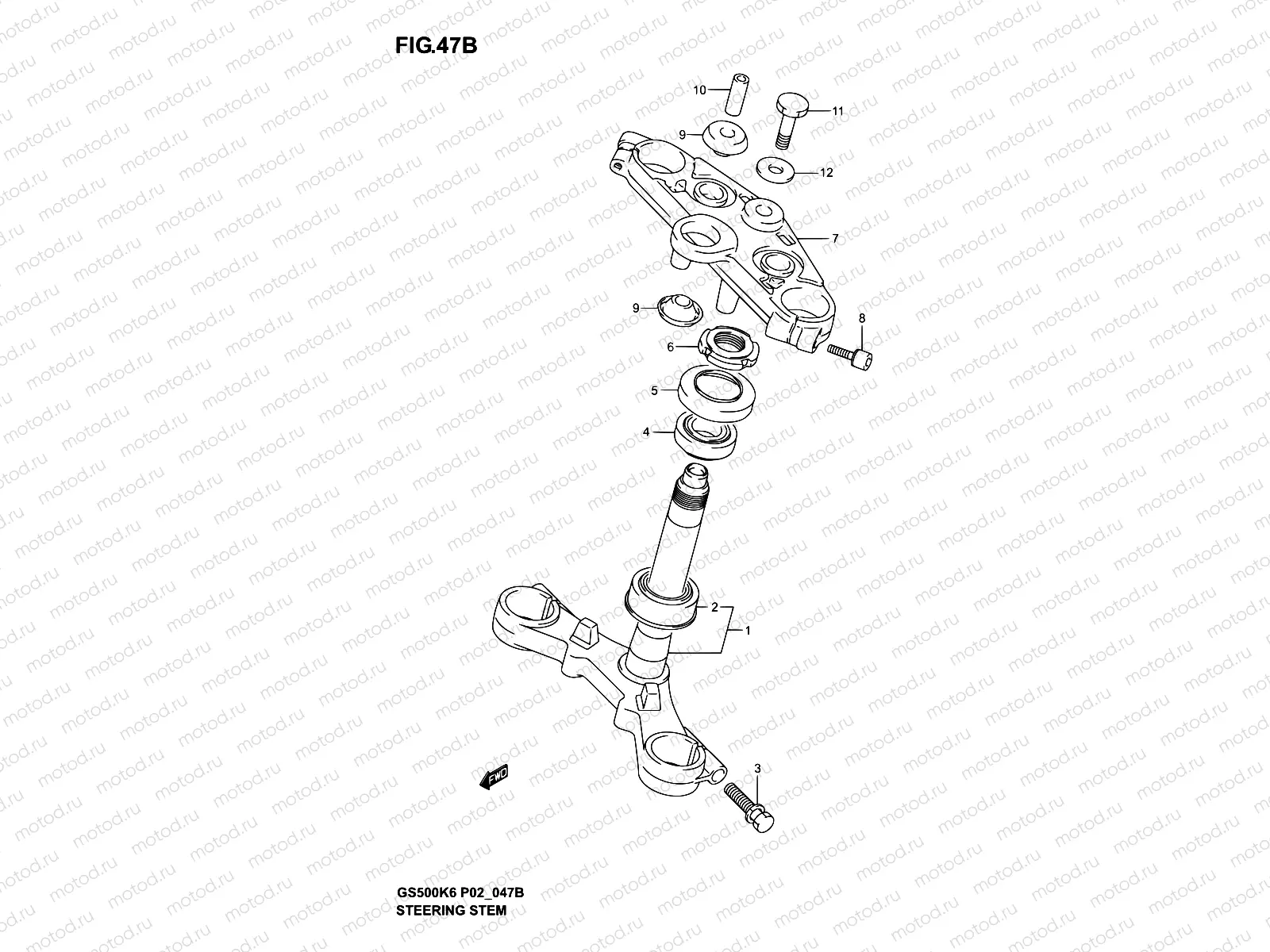 47B - STEERING STEM (GS500FK4/K5/K6/FUK4/K5/K6)
