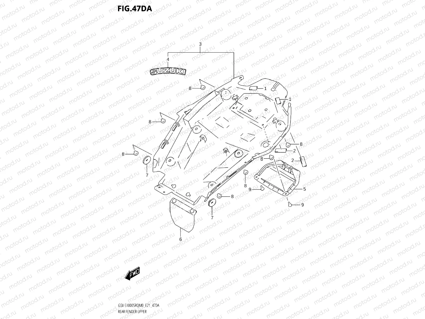 47DA - REAR FENDER UPPER