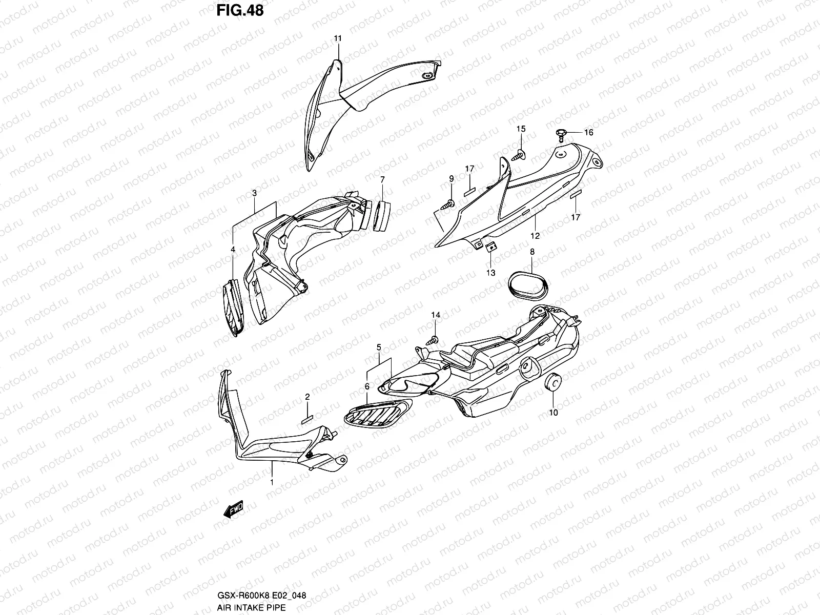 48 - AIR INTAKE PIPE (MODEL K8)