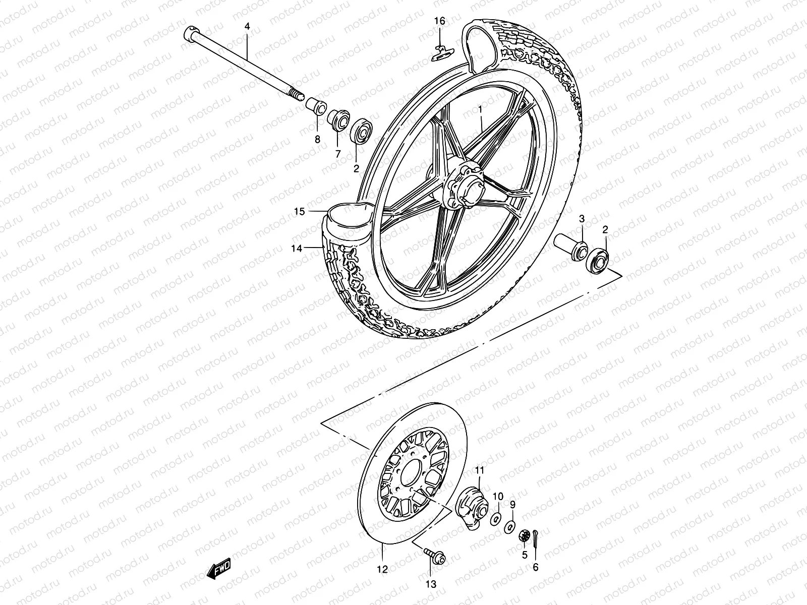 48 - FRONT WHEEL (GN250ET/EW/EX/EY/EK1)
