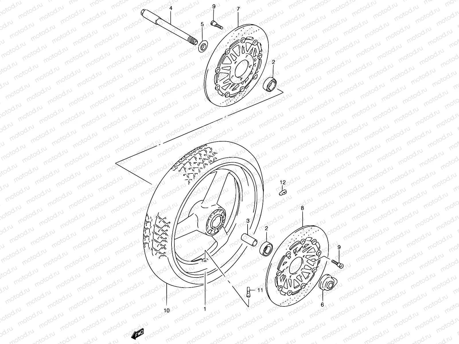 48 - FRONT WHEEL (GSF1200T/V/W/X/Y/ST/SV/SW/SX/SY)