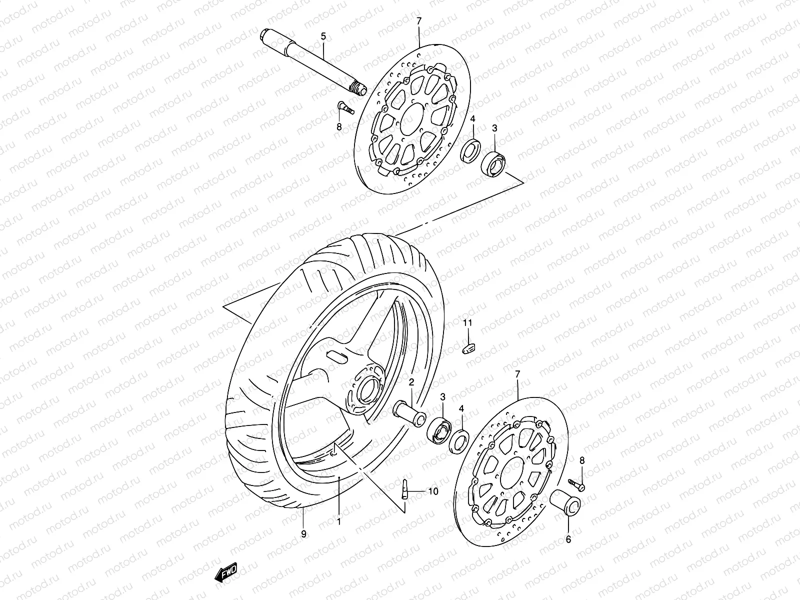 48 - FRONT WHEEL (MODEL V/W/X/Y)