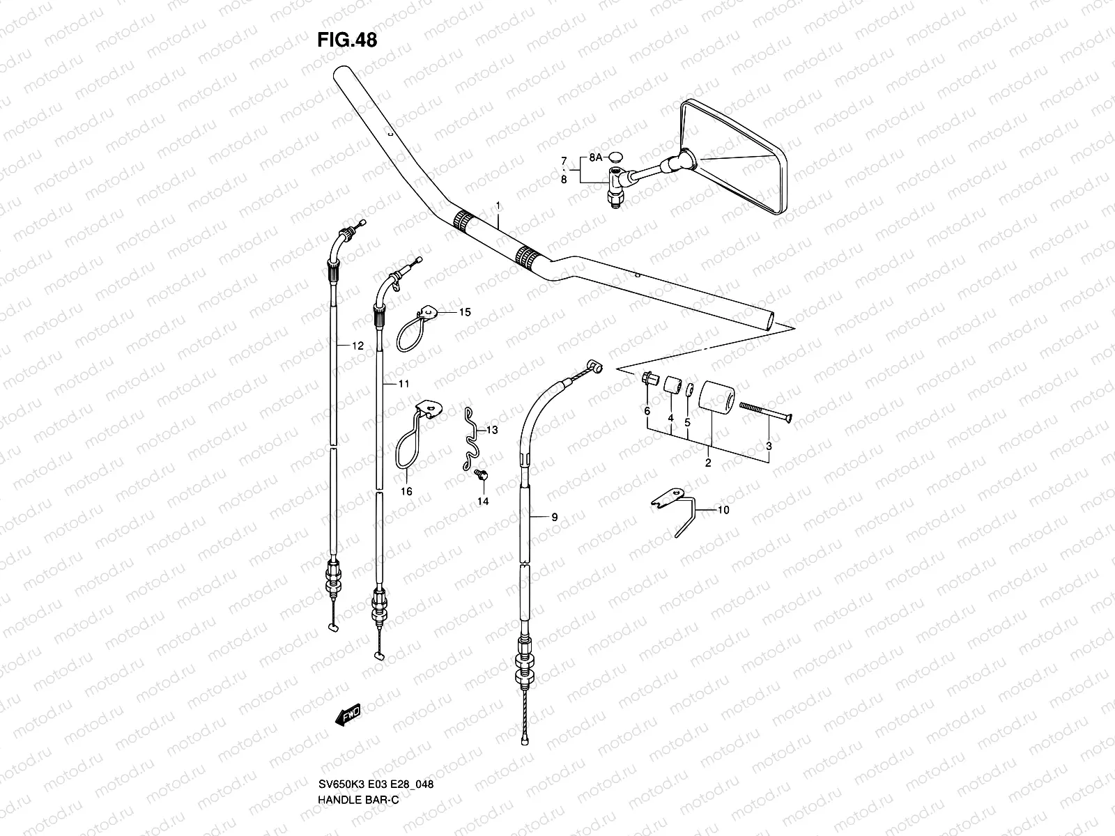 48 - HANDLEBAR (WITHOUT COWLING)