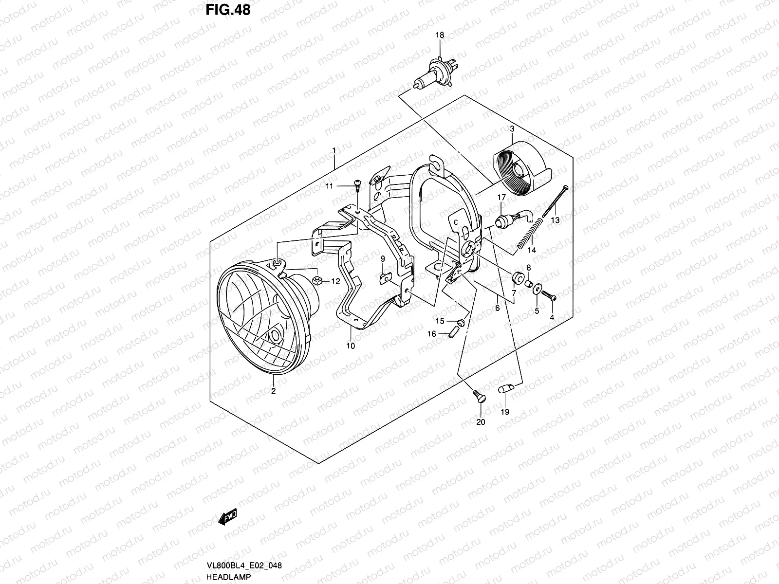 48 - HEADLAMP ASSY (VL800BUEL4 E19)