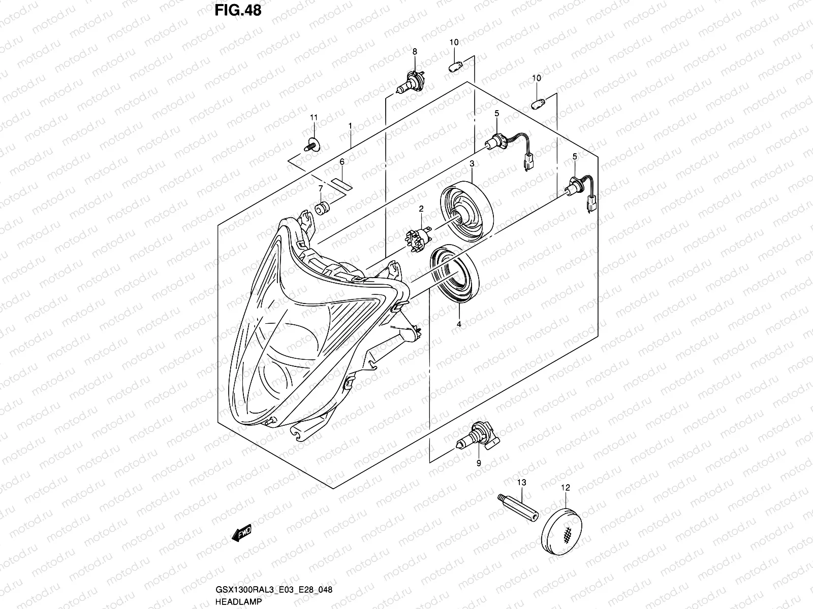 48 - HEADLAMP (GSX1300RAL3 E28)