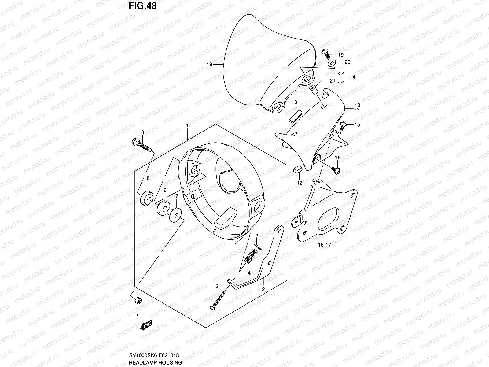 48 - HEADLAMP HOUSING (SV1000)