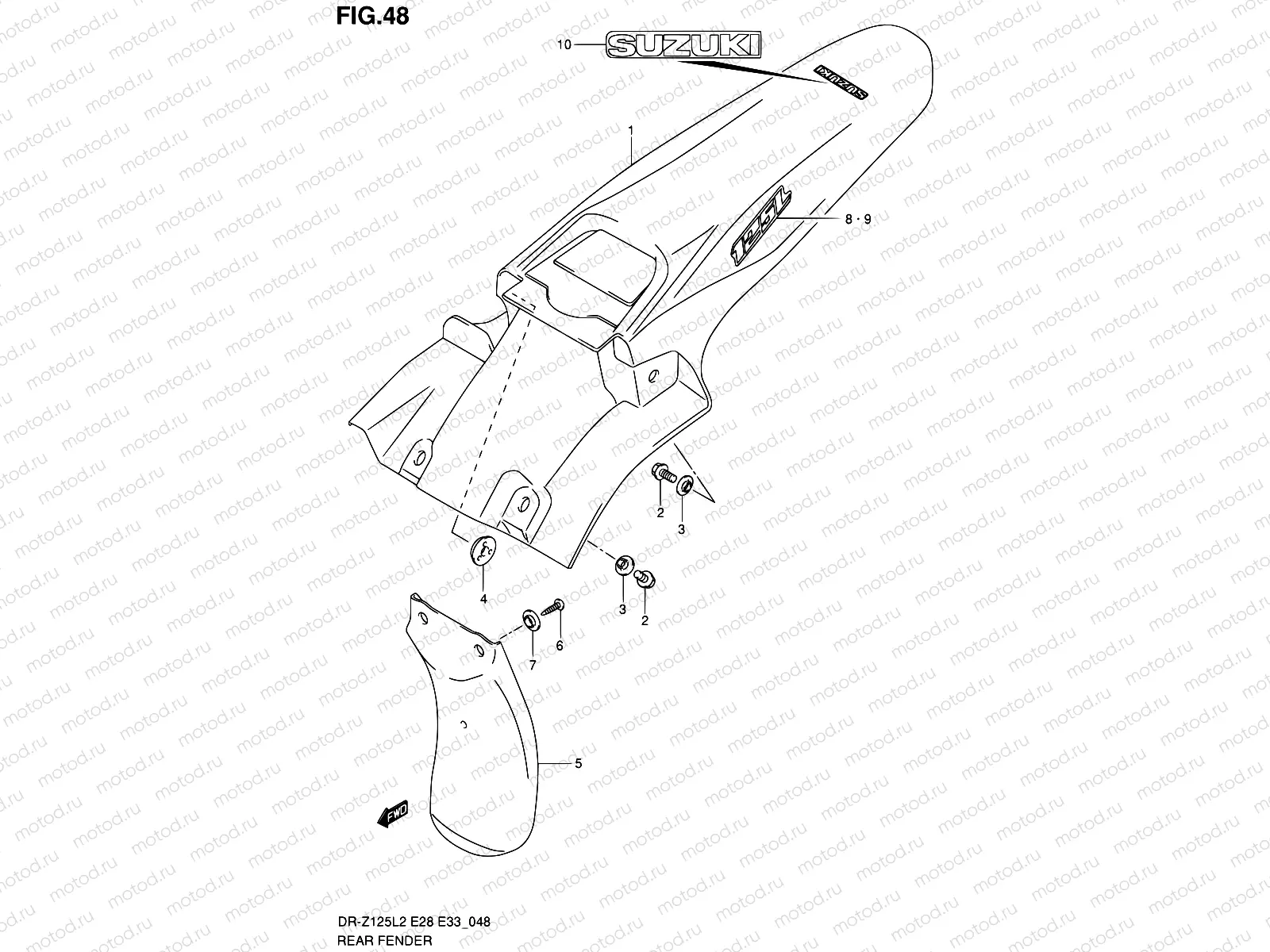 48 - REAR FENDER (DR-Z125LL2 E33)