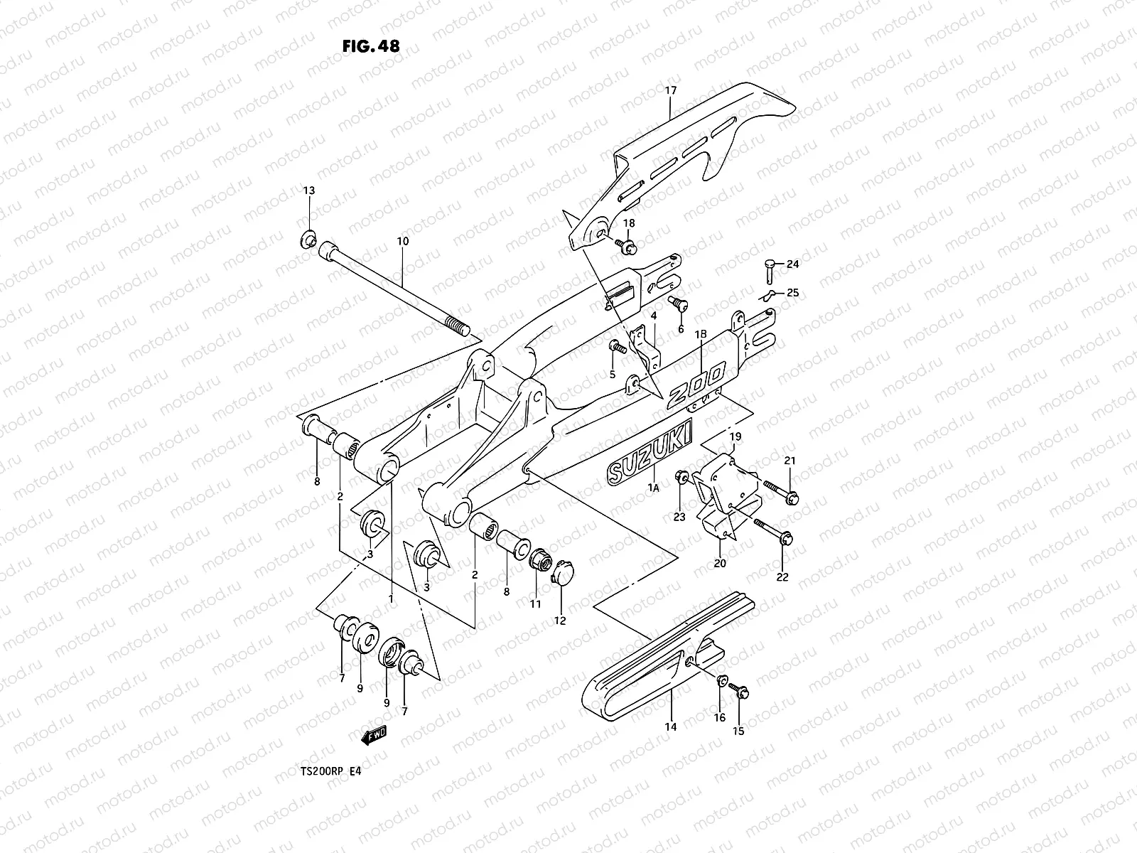 48 - REAR SWINGING ARM (E02,E04)