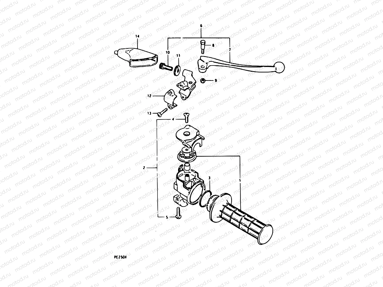 48 - RH HANDLE GRIP (PE250X)