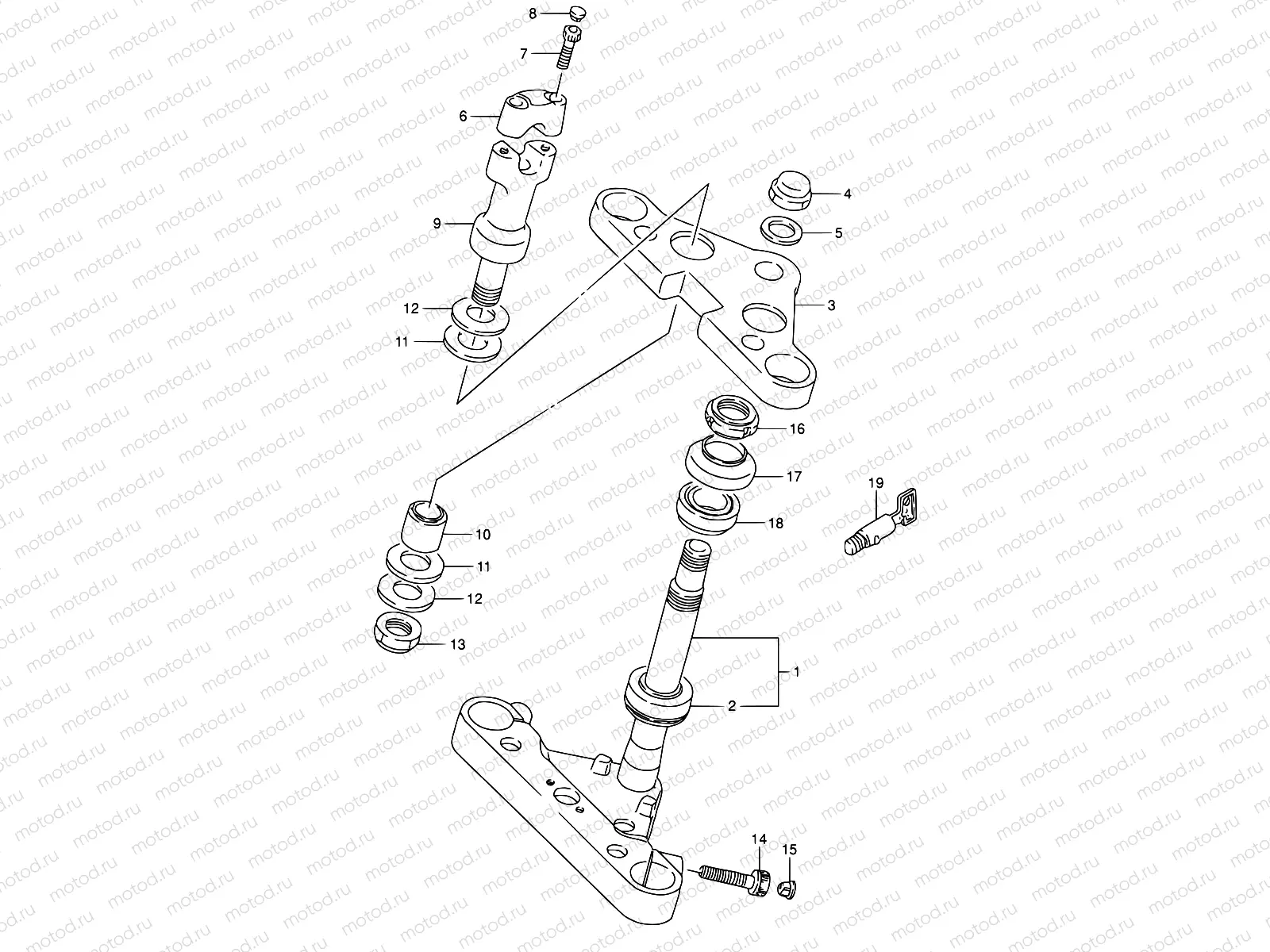 48 - STEERING STEM (MODEL T/V/W/X)