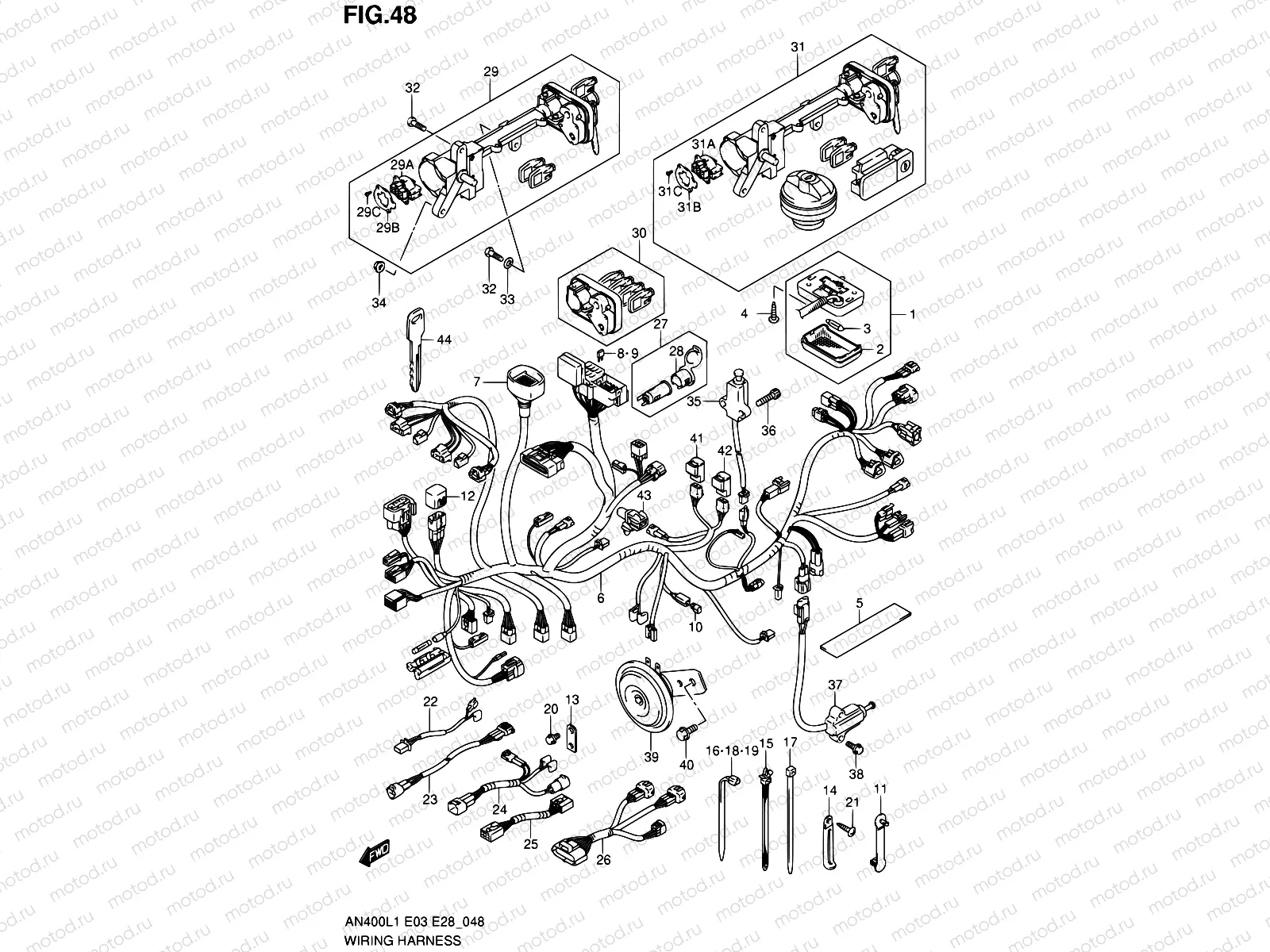 48 - WIRING HARNESS (AN400ZAL1 E28)