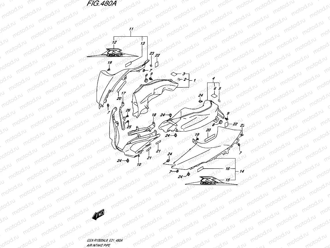 480A - AIR INTAKE PIPE (GSX-R1000AL8 E21) (FOR YKV,YWW)