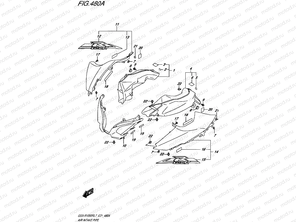 480A - AIR INTAKE PIPE (GSX-R1000RL7 E21)