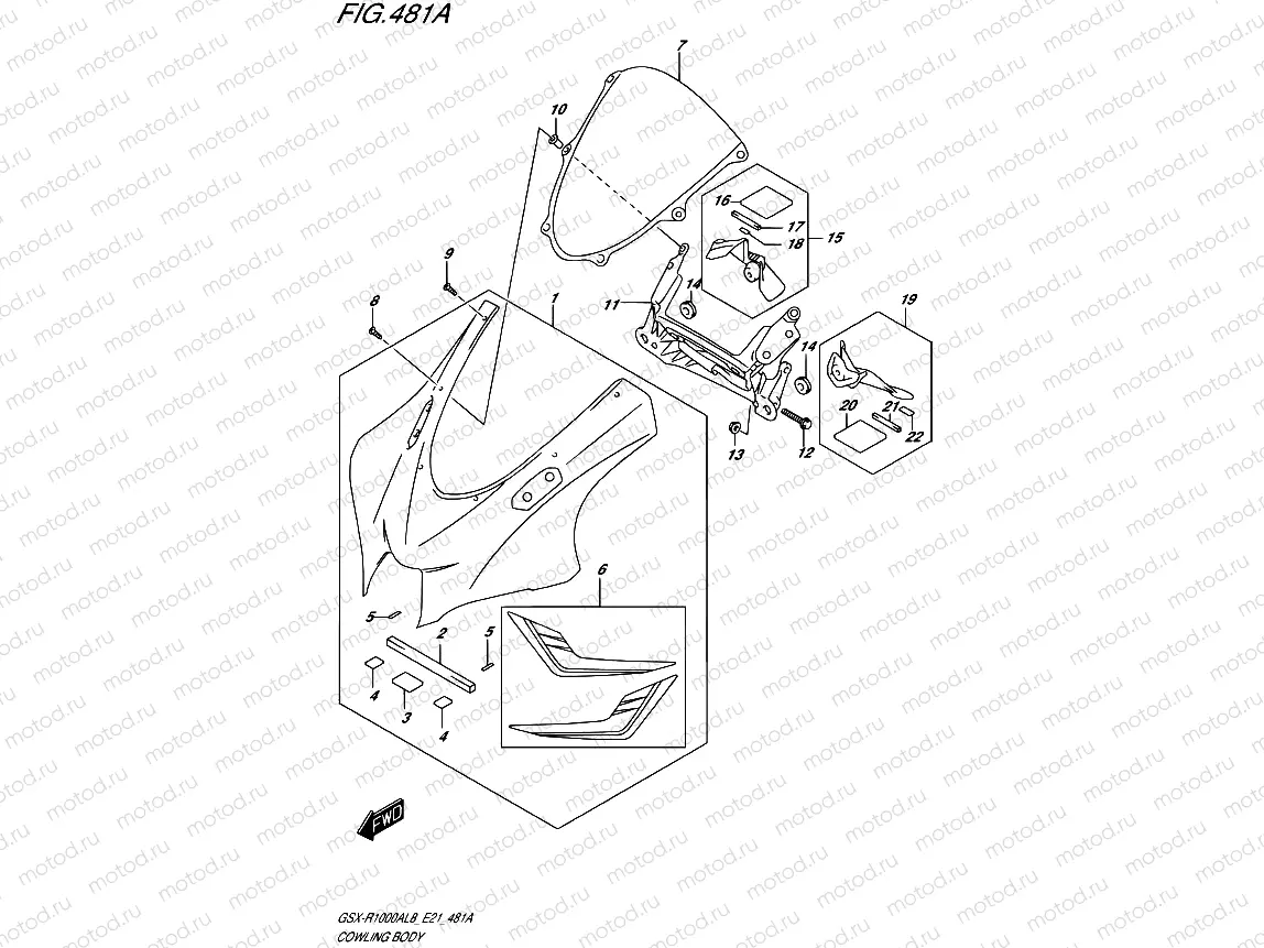 481A - COWLING BODY (GSX-R1000AL8 E21) (FOR YWW)