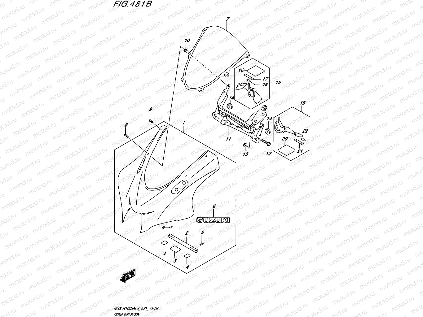 481B - COWLING BODY (GSX-R1000A)(SEE NOTE 1)