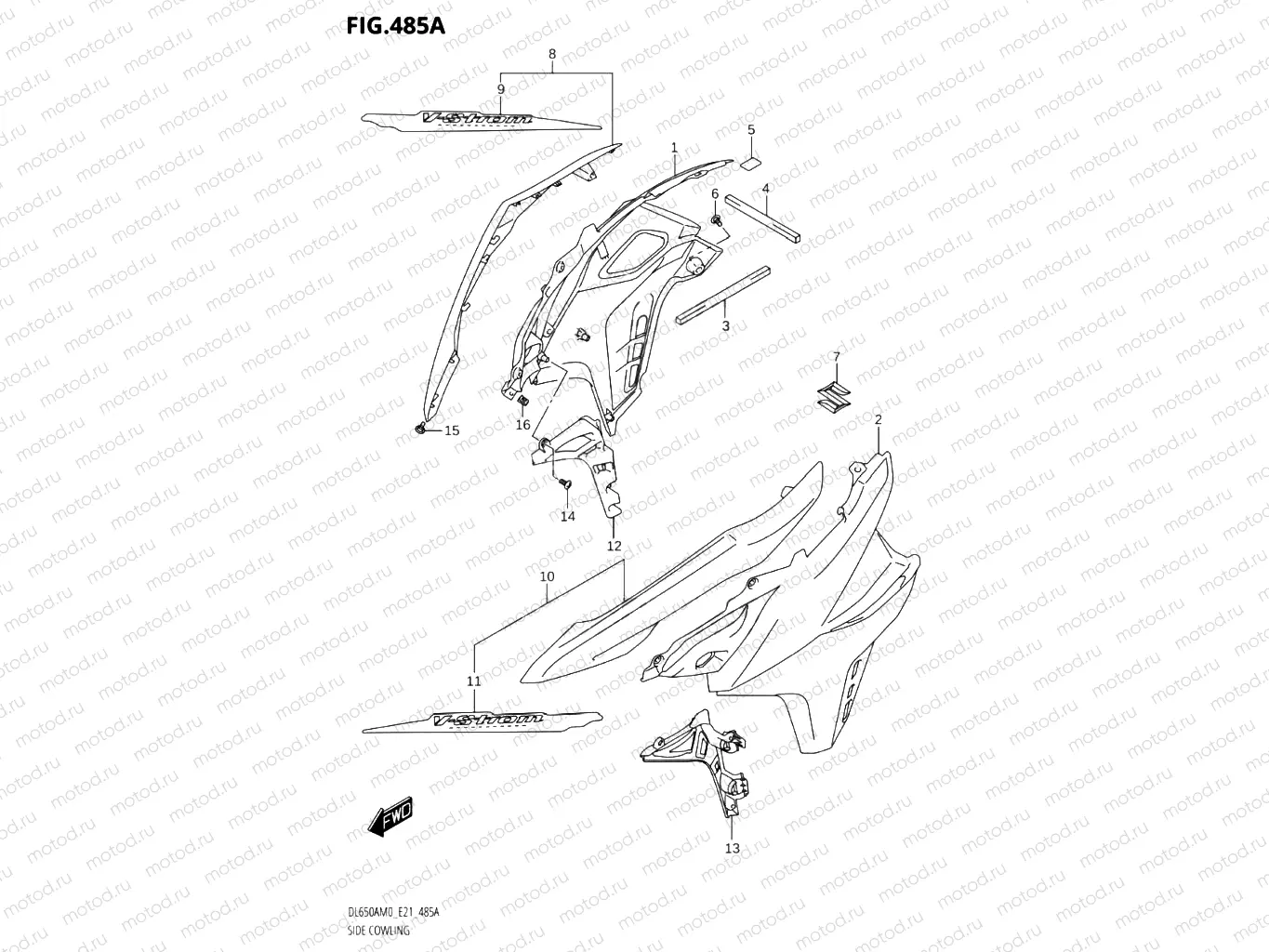 485A - SIDE COWLING (DL650A,DL650AUE)