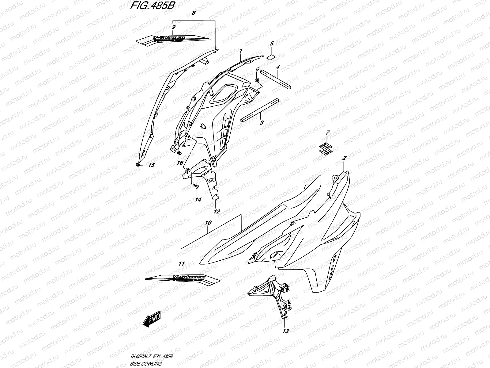 485B - SIDE COWLING (DL650AL7 E21) (FOR YVB,YWW)