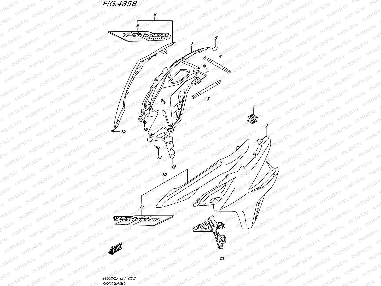 485B - SIDE COWLING (DL650XA,DL650XAUE)