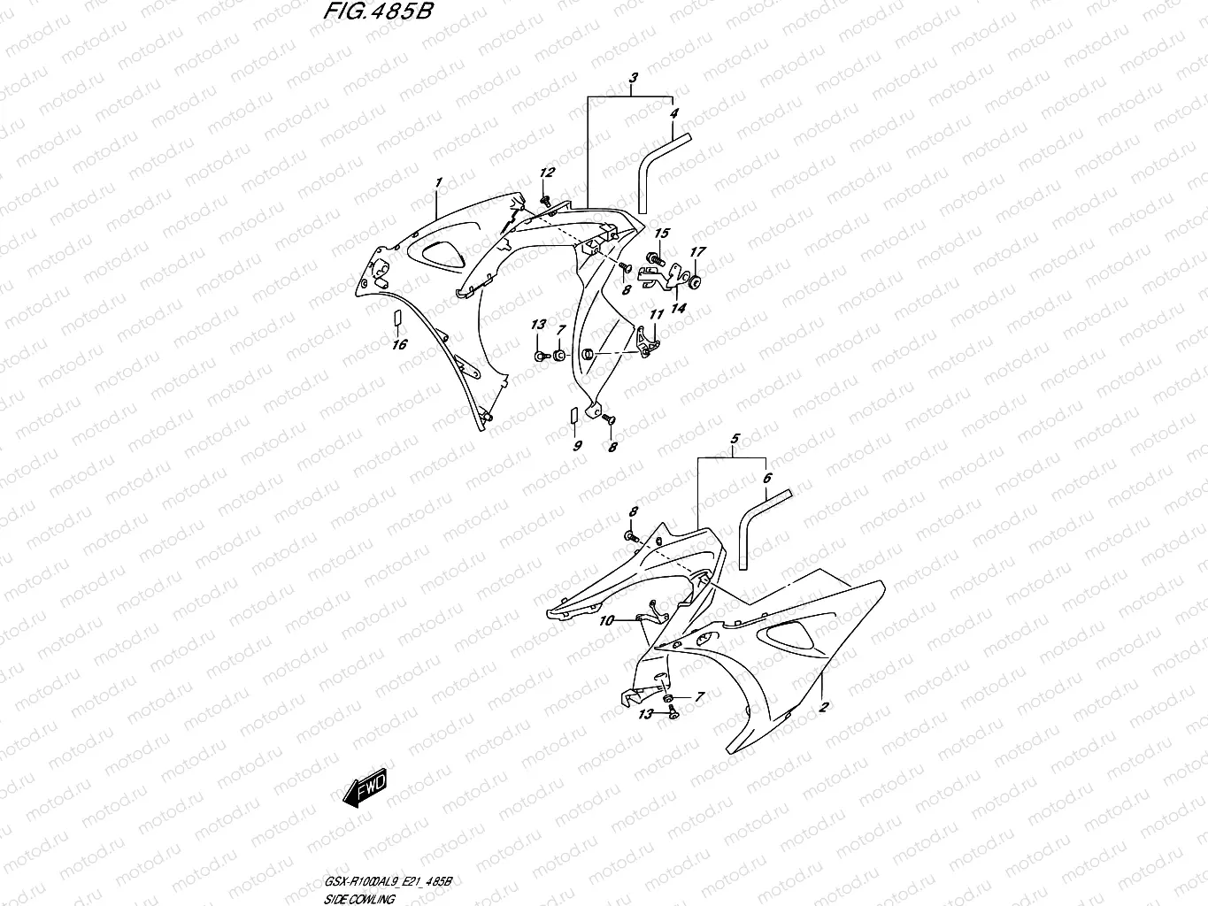 485B - SIDE COWLING (GSX-R1000A)(SEE NOTE 1)