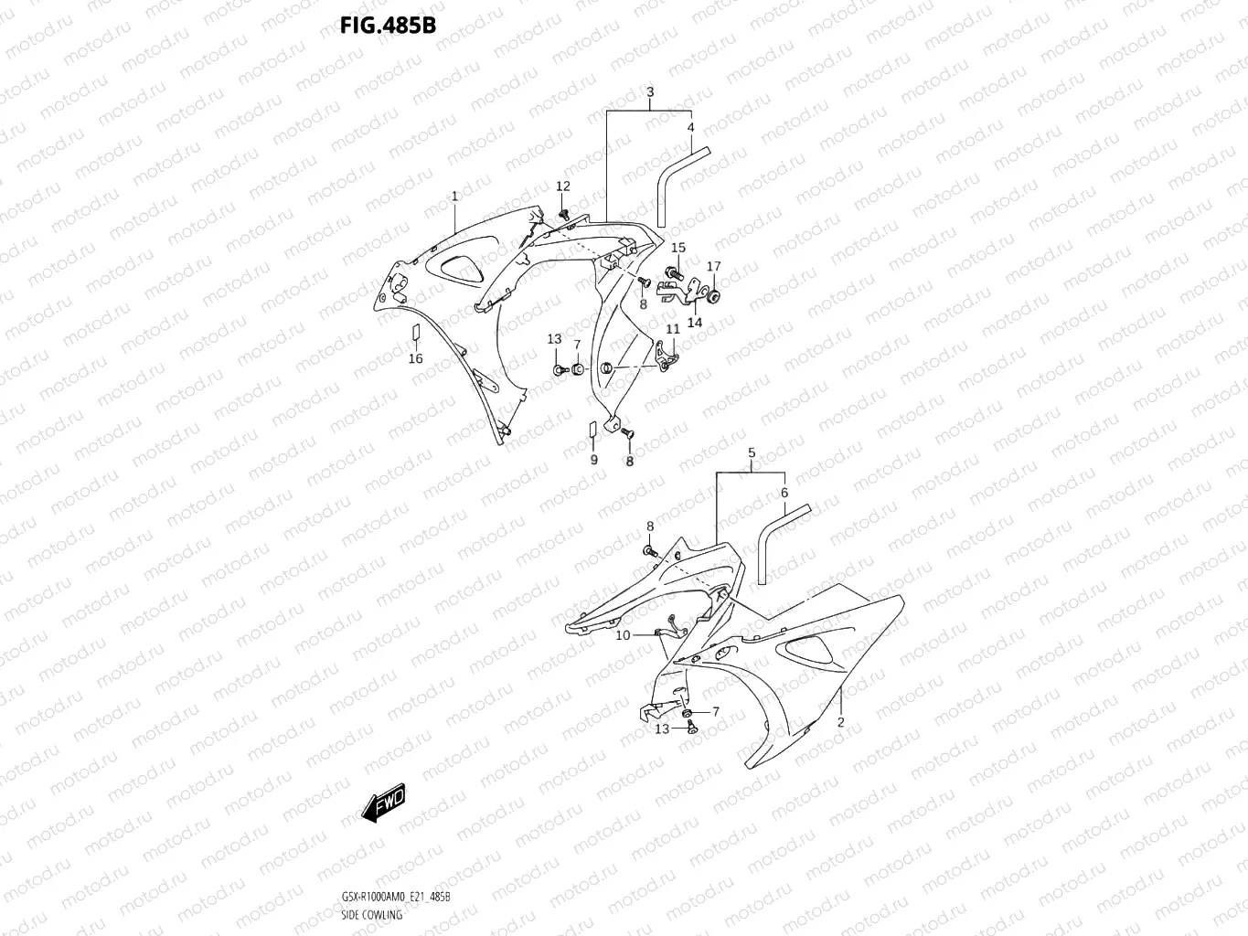 485B - SIDE COWLING (GSX-R1000A)(SEE NOTE 1)