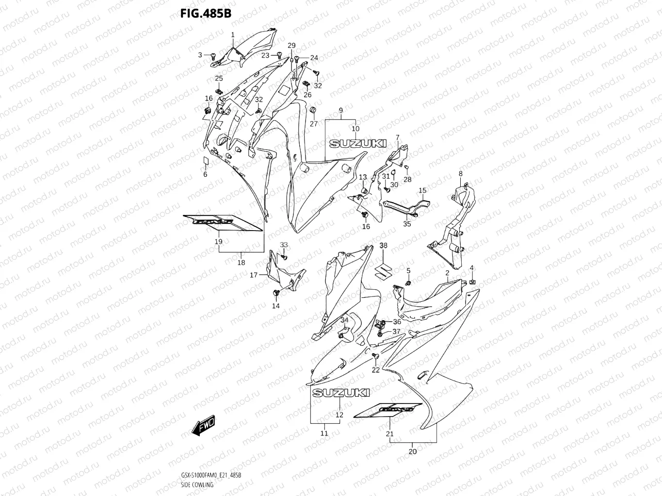 485B - SIDE COWLING (GSX-S1000FZA,GSX-S1000FZAUF)