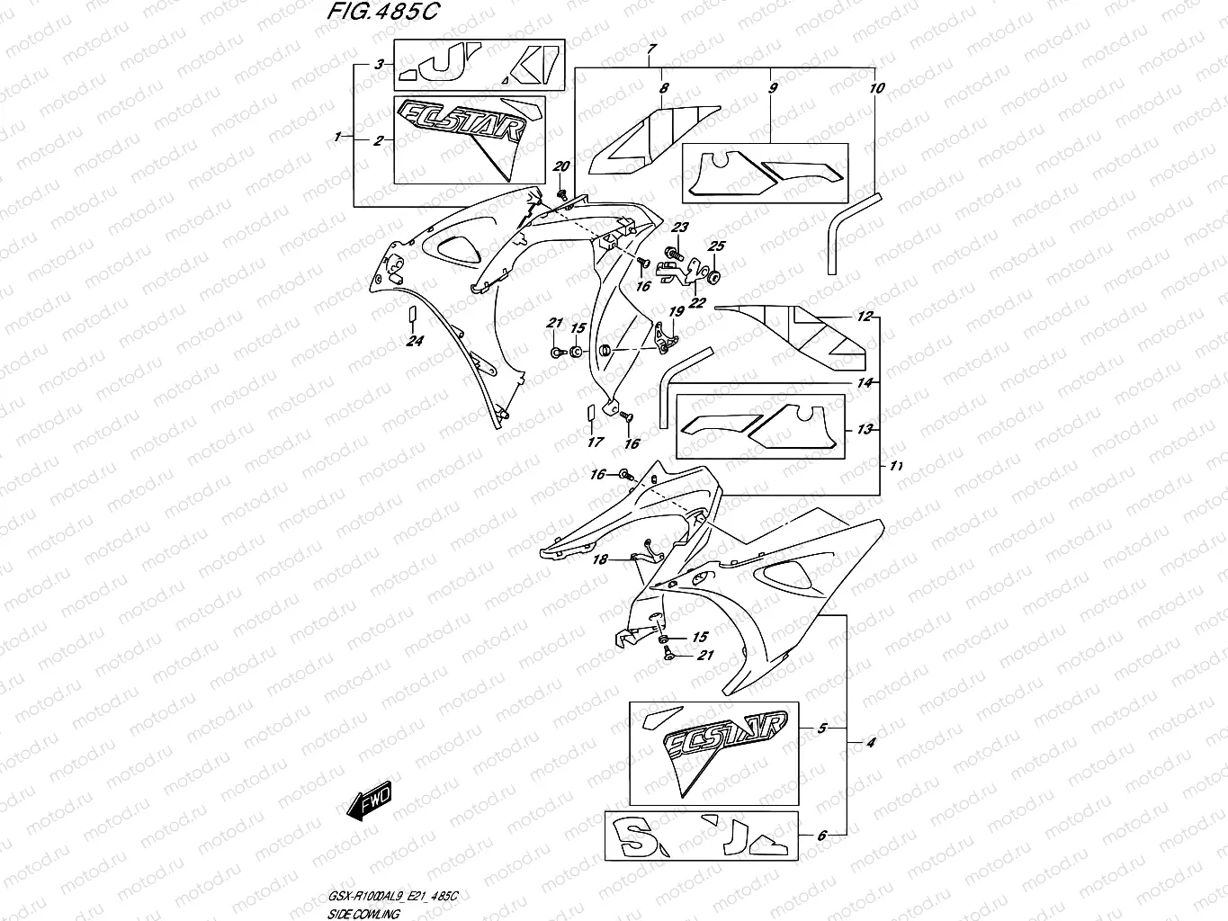 485C - SIDE COWLING (GSX-R1000A)(SEE NOTE 1)