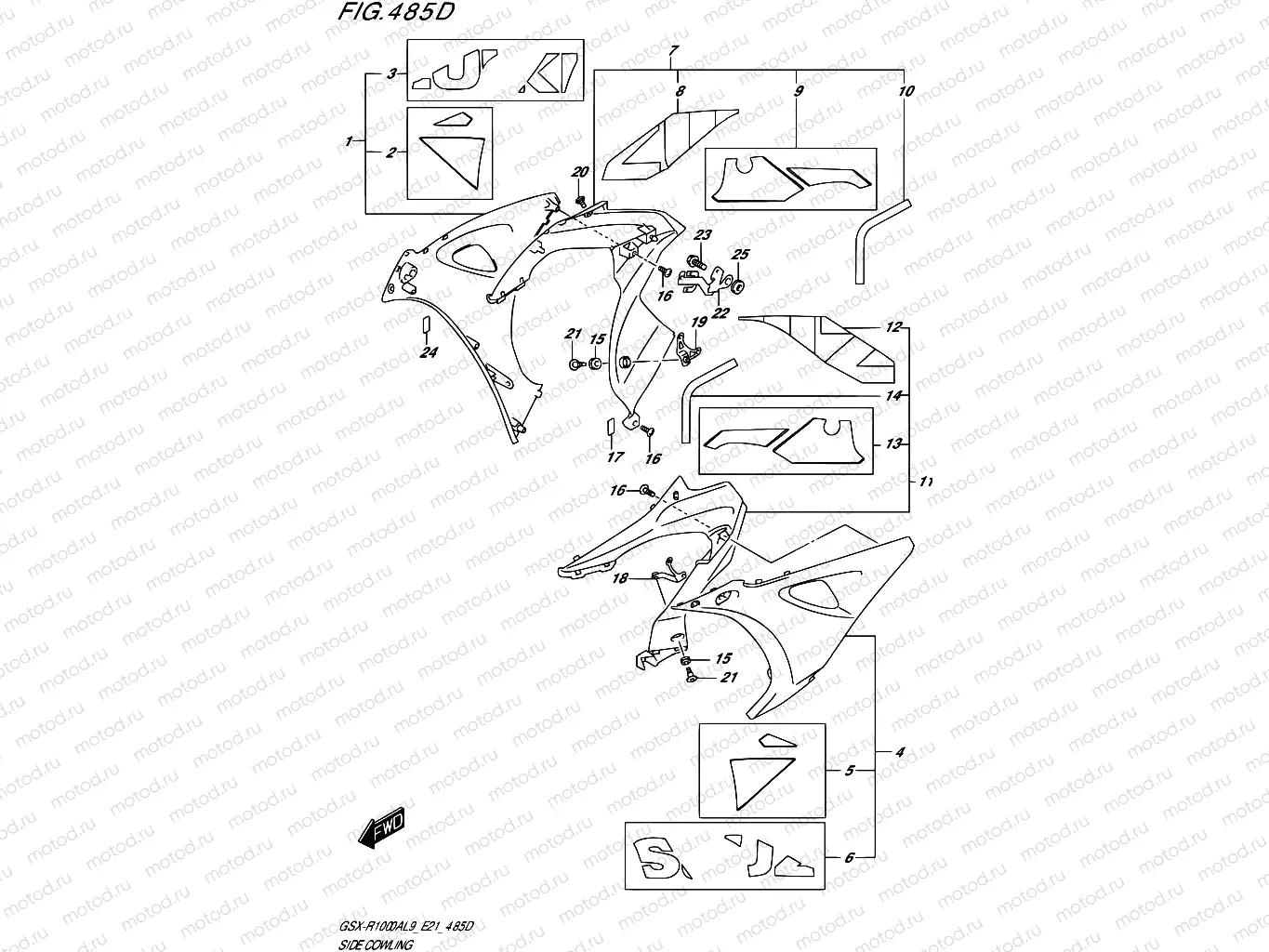 485D - SIDE COWLING (GSX-R1000RA)(SEE NOTE 1)