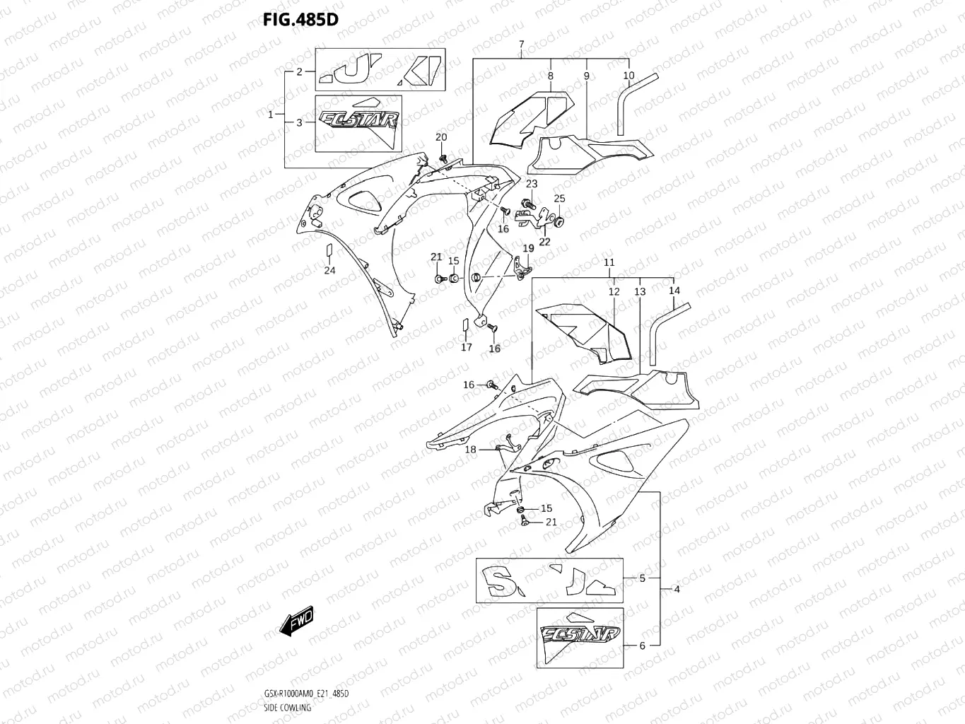 485D - SIDE COWLING (GSX-R1000RA)(SEE NOTE 1)
