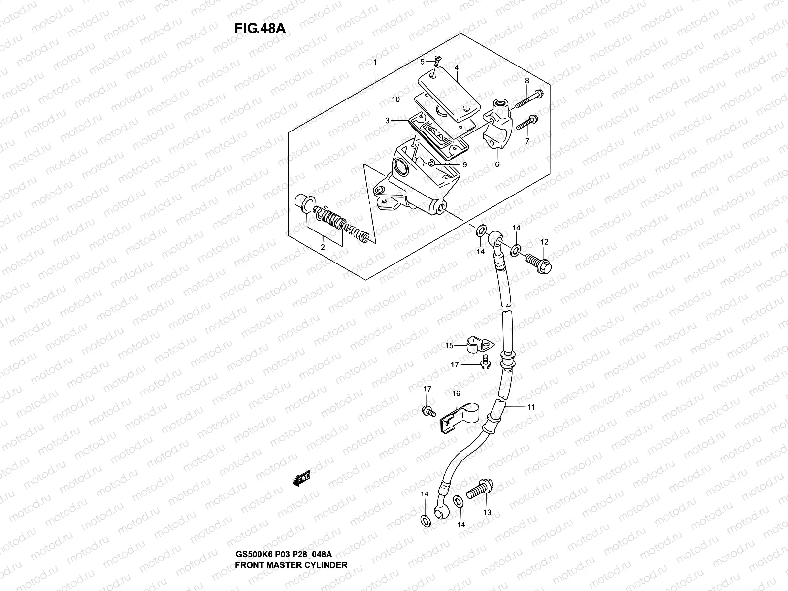 48A - FRONT MASTER CYLINDER (GS500K4/K5/K6 P28)