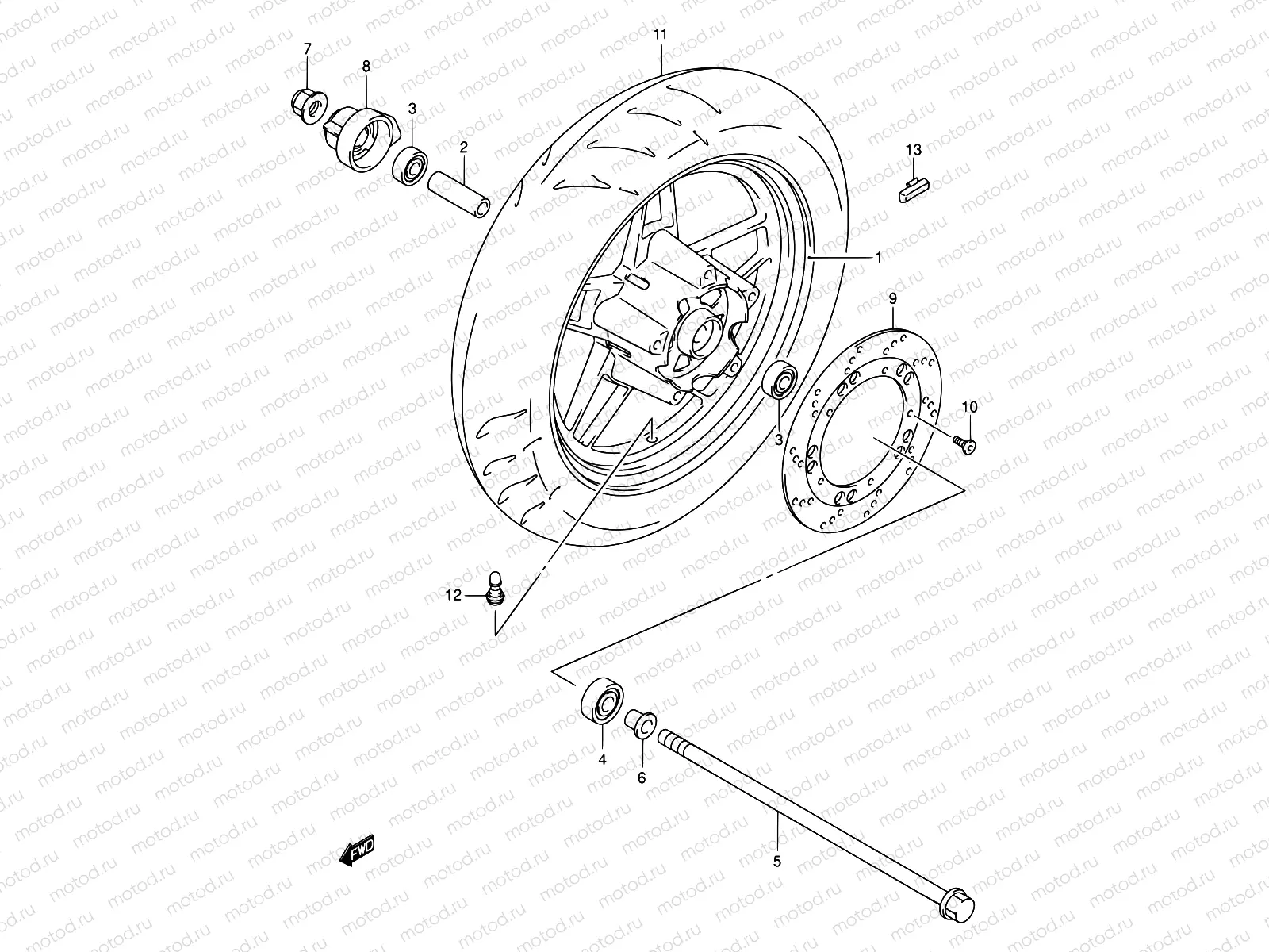 48A - FRONT WHEEL (MODEL Y/K1)