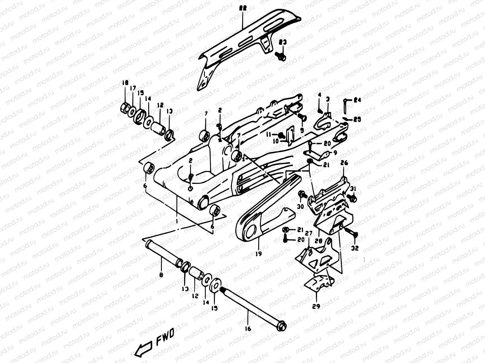 48A - REAR SWINGING ARM (E24)