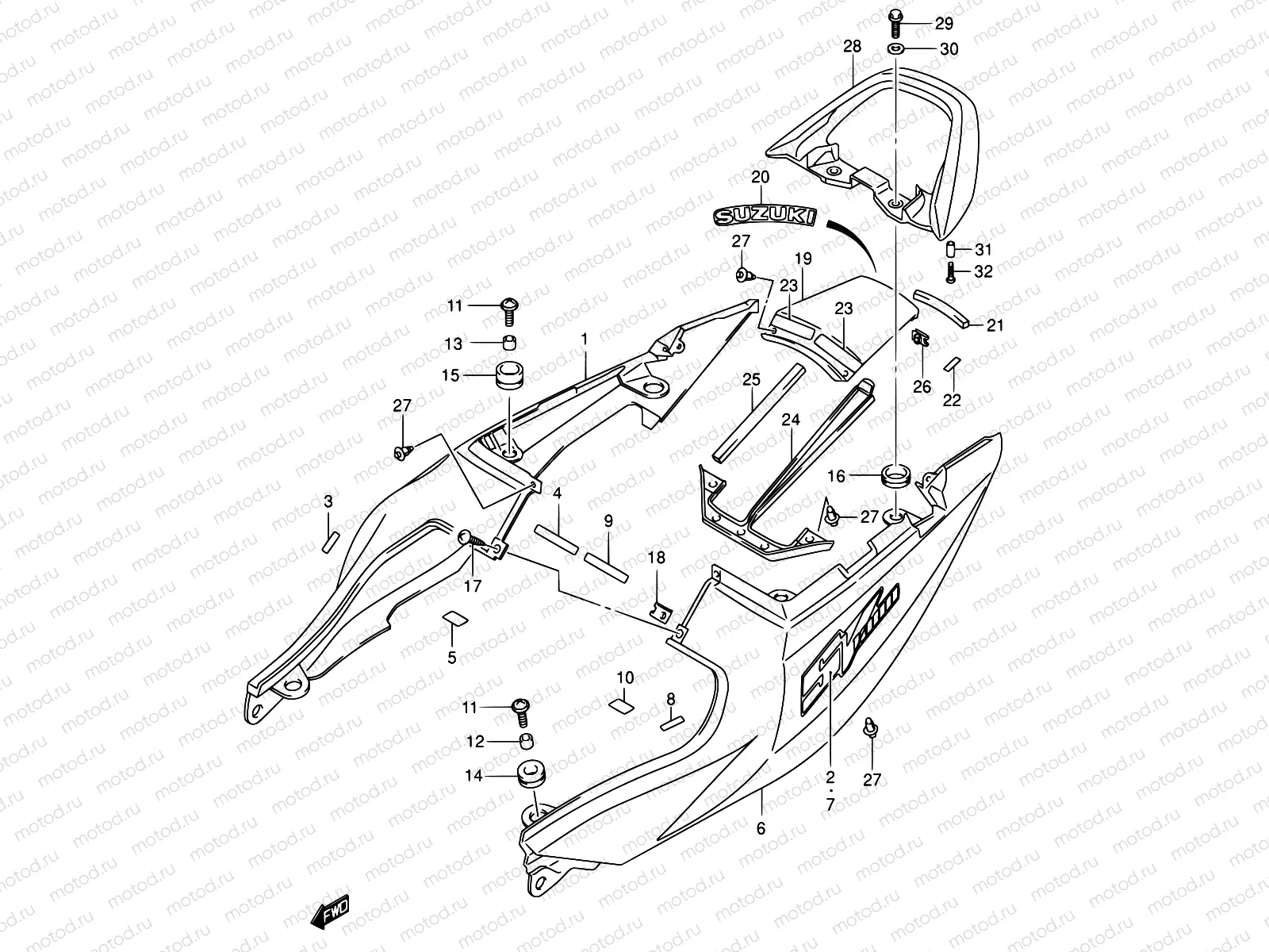 48A - SEAT TAIL COVER (SV1000K3/U1K3/U2K3)