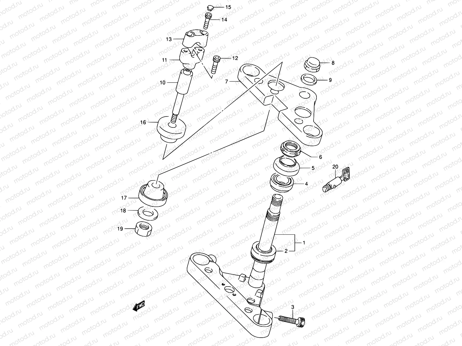 48A - STEERING STEM (MODEL Y/K1/K2/K3)