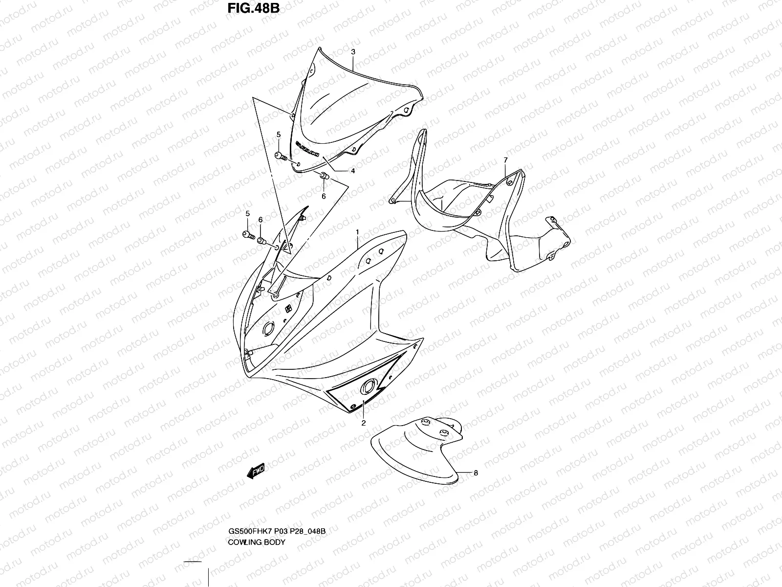 48B - COWLING BODY (GS500FHK9)