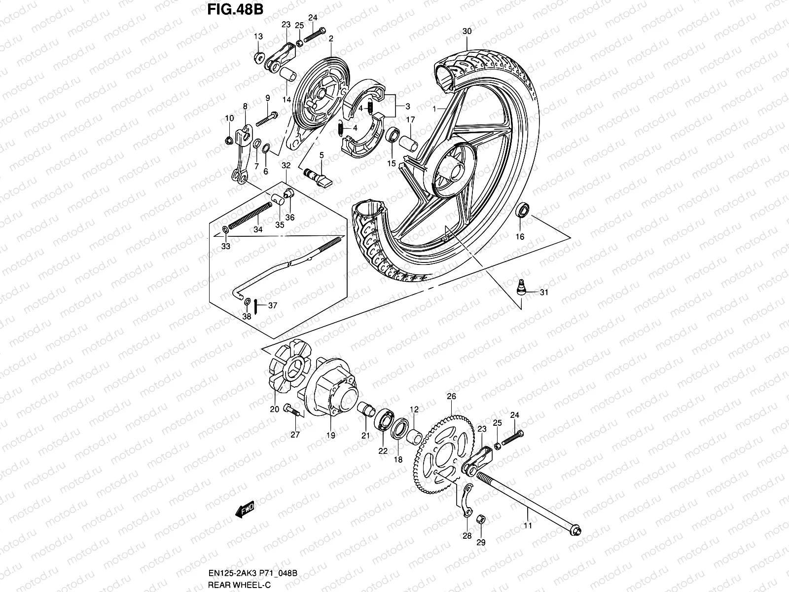 48B - REAR WHEEL (EN125-2AK7/-2AK8)