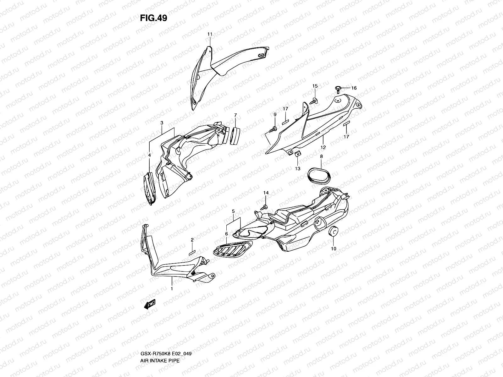 49 - AIR INTAKE PIPE (MODEL K8)