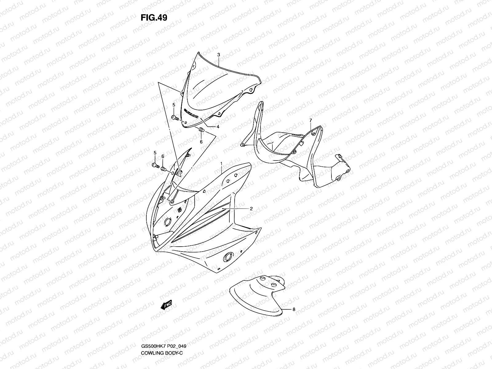 49 - COWLING BODY (GS500FH/FMK7)
