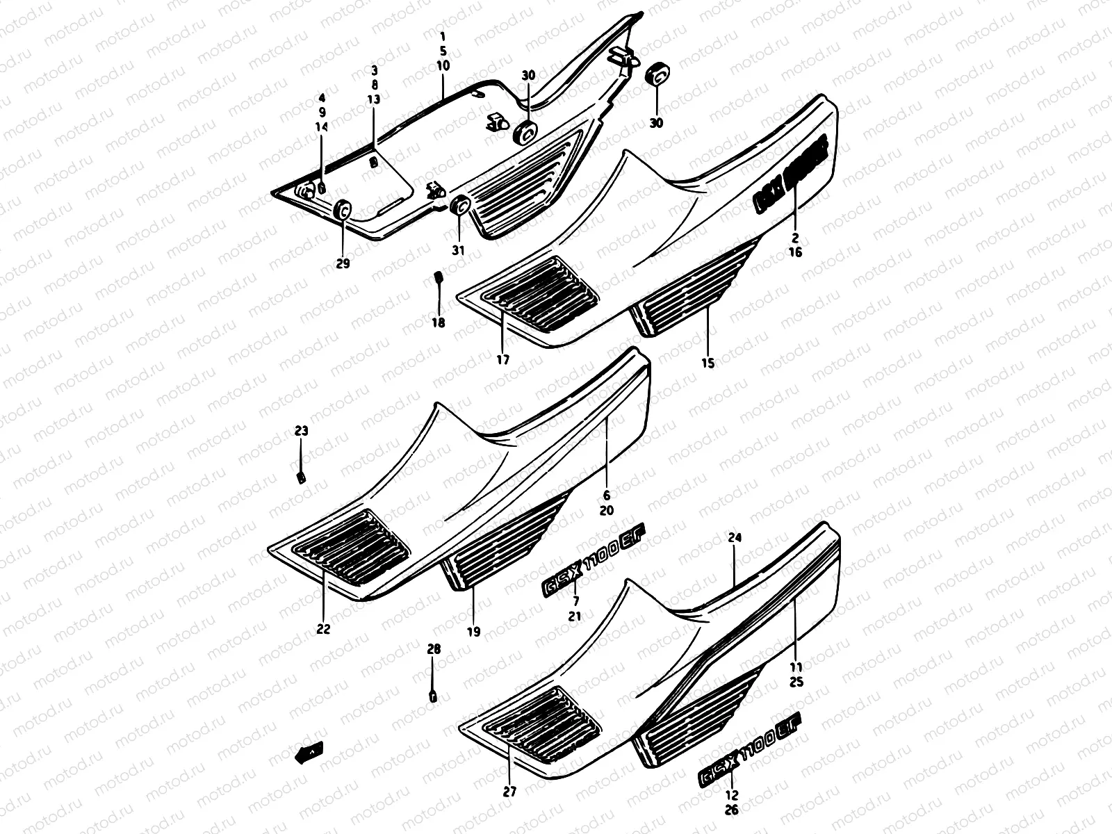 49 - FRAME COVER (GSX1100EFE/EFF/EFG)
