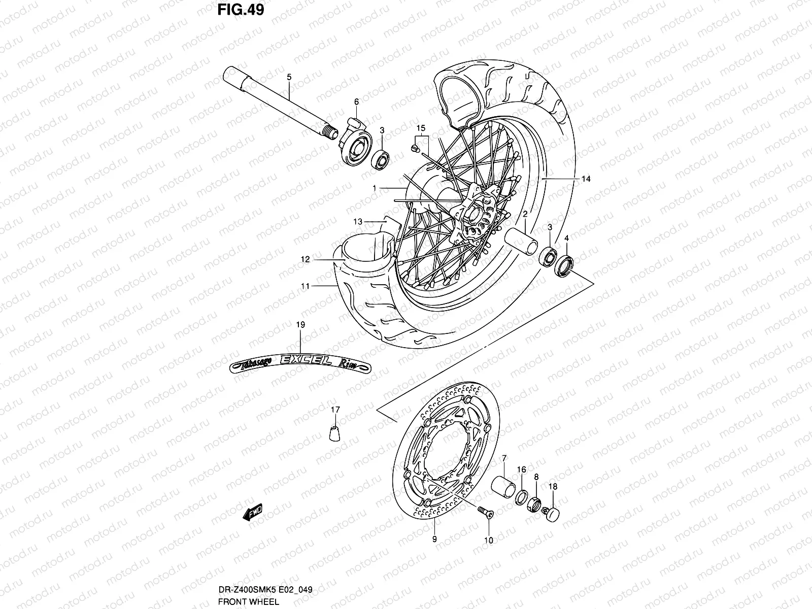 49 - FRONT WHEEL (MODEL K5/K6)