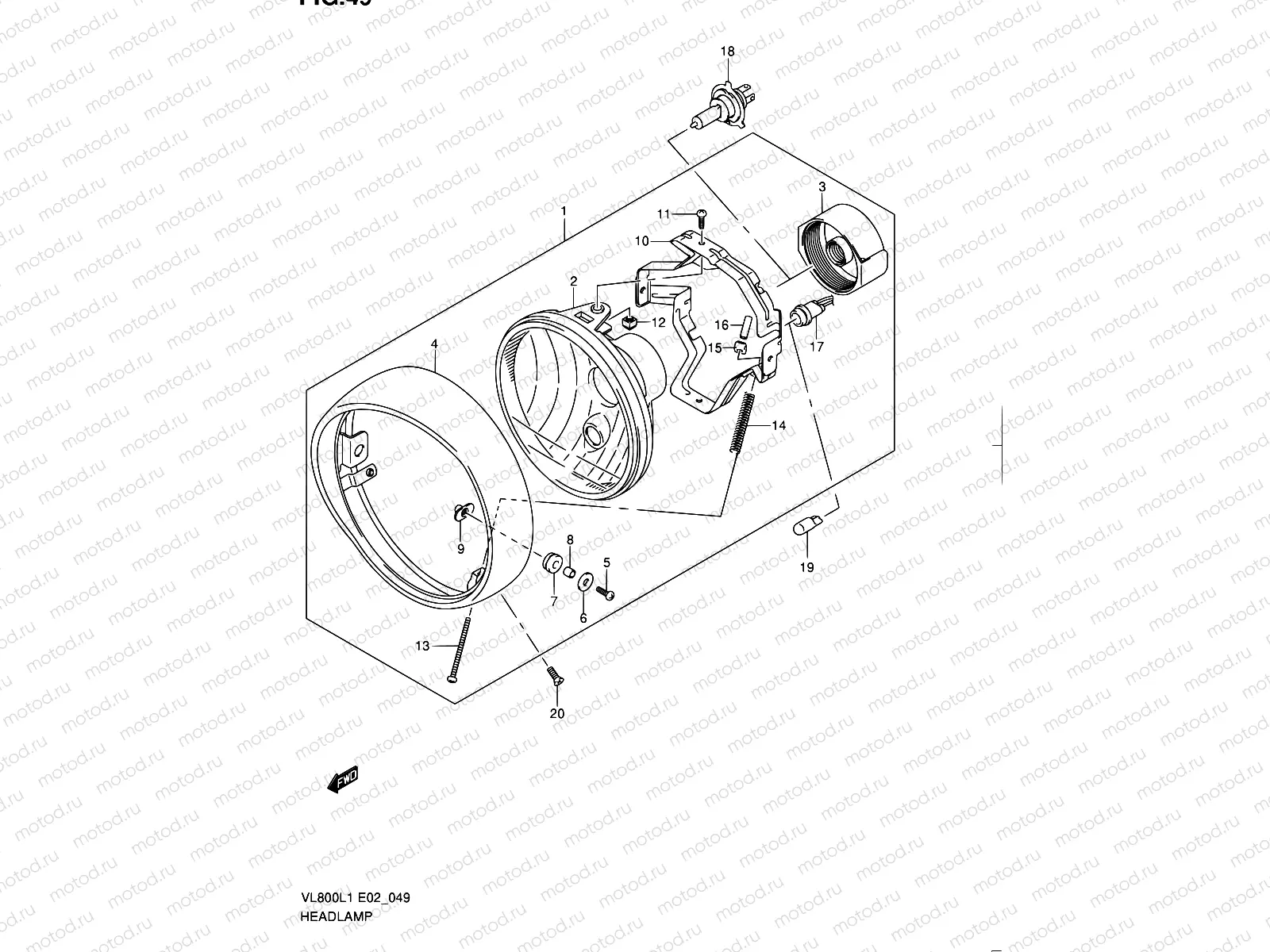 49 - HEADLAMP ASSY (VL800CL1 E02)