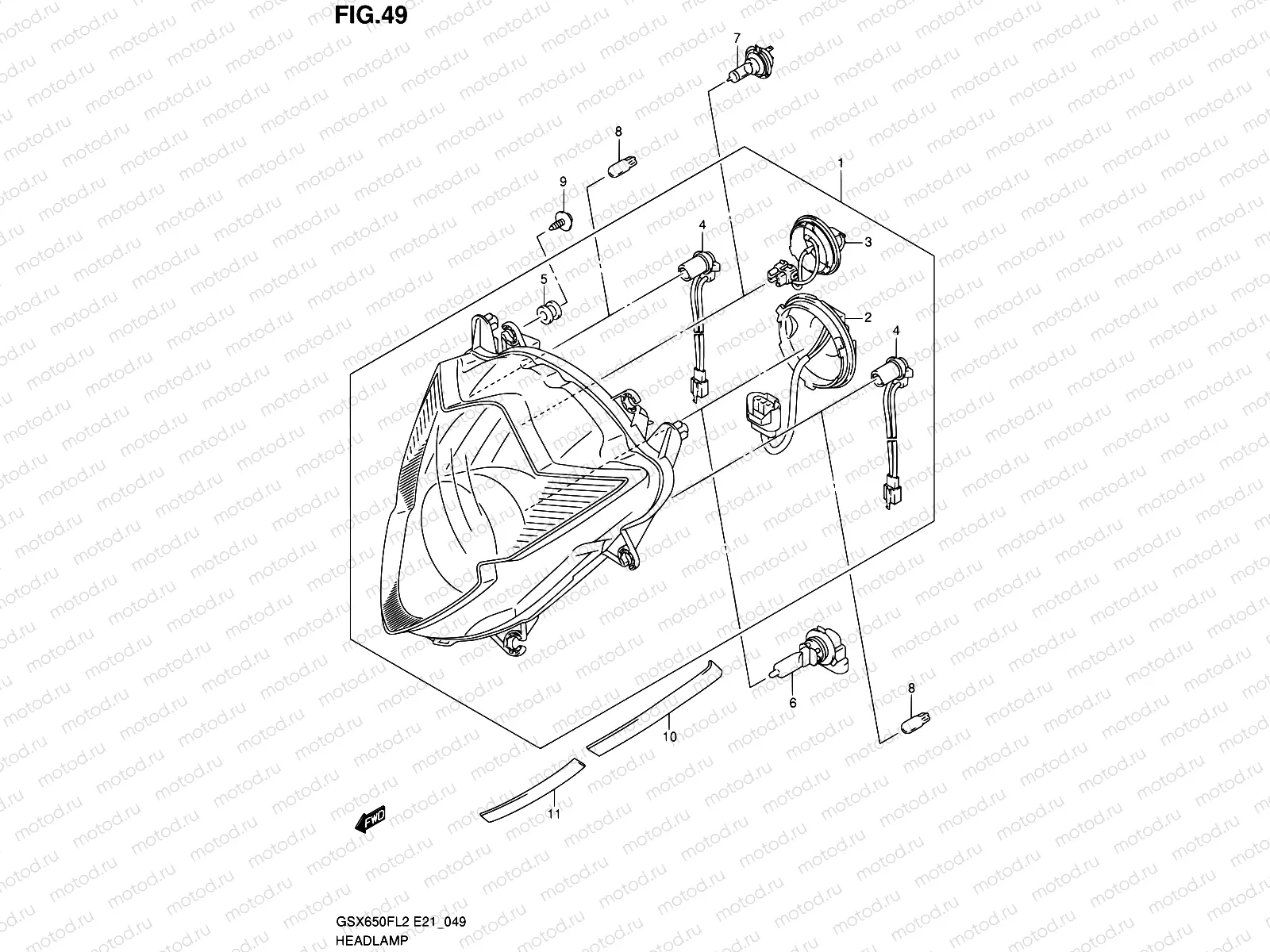 49 - HEADLAMP (GSX650FUAL2 E21)